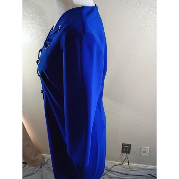 Joseph Ribkoff Dress Blue Laced Up Front Office To Night Out Classic Sz 14 - Picture 3 of 9